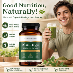 Capsules de feuilles de Moringa à vente chaude OEM/ODM, compléments alimentaires à base de plantes antioxydants, soutien immunitaire, poudre de feuilles de Moringa pure pour femmes et hommes - Product Image 3