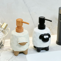 Distributeur de savon en céramique en forme de chèvre avec pompe, flacon de lotion mignon en forme d'animal de dessin animé, idéal pour la salle de bain