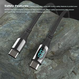 Hot bán 27W 60W 100W sạc nhanh 1m bện điện thoại di động Phụ Kiện Loại C Cáp dữ liệu với LED hiển thị - Product Image 5