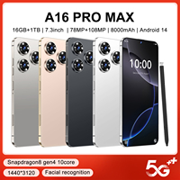 Nouveauté 2024 - Téléphone robuste I16 Pro Max 5G 7,3 pouces 16 Go + 1 To, appareil photo arrière 108 MP, LED, CDMA, LTE, Android 14, 120 Hz, 7000 mAh