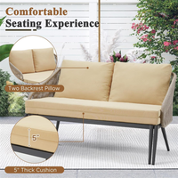 Canapé-lit convertible 2-en-1 en corde PE tressée pour extérieur, idéal pour jardin, balcon et patio – Vente en gros