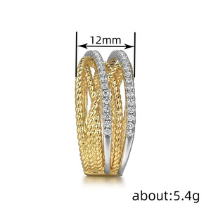 Anello alla Moda con Motivo a Corda Intrecciata, Gioiello Minimalista Bicolore, Elegante Anello da Donna - Product Image 3