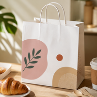 Sac en papier à fond plat pour plats à emporter, sac en papier robuste pour emballage alimentaire, production sur mesure pour sacs à sandwich et sacs à déjeuner