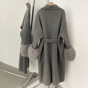Autumn Winter In-Stock Women's High-End Double-Sided <strong>Beach</strong> Wool Cuffs Versatile Long Design Woolen <strong>Coat</strong> - Product Image 2