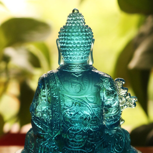 Estatua de resina de Buda indio, estatua de medicina, deseos de Buda para los seres sensibles, regalo, escultura de vidrio, adornos religiosos - Product Image 3