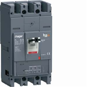 HEW250LR ปรับแต่งได้ด้วยเซอร์กิตเบรกเกอร์แบบหล่อขึ้นรูปของ Hagers รุ่น h3+ P630 LSIG 3P 70kA 250A - Product Image 1