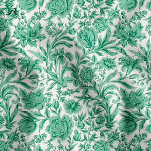 ผ้าลินินเนื้อวอยล์ทอจากฝ้ายแท้ 100% ลายดอกไม้เล็กๆ พิมพ์ดิจิทัล รุ่นรักษ์โลก สีเขียว สำหรับชุดเดรสและกระโปรงเด็กผู้หญิง - Product Image 1