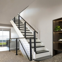 Rampe d'escalier moderne en acier inoxydable BOSI 304, montée au sol, avec câble métallique de 5 mm de diamètre, résistant à la rouille, balustrade de piscine en verre