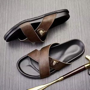 <span class=keywords><strong>Sandales</strong></span> arabes pour hommes Xinzirain en <span class=keywords><strong>cuir</strong></span> véritable personnalisées, antidérapantes, à lanières croisées, style Gulf - Product Image 1