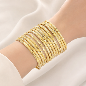 Quality Jewelry Brass 22k Gold Plated <b>Bangles</b> with Charm New Wide Designs US Made Claw Setting for Women - Product Image 3