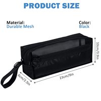 Gelory Noir Grande Capacité Transparent Mesh Zipper Trousse à Crayons Grande Personnalisé Zip Mesh Trousse à Crayons de Maquillage