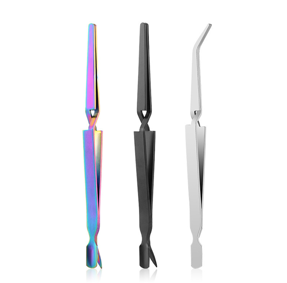 Nail Tweezers Multifunction Shaping Clip finger tip clipper Crystal Nail Extension nails tip Cuticle Pusher Picker Manicure Tool