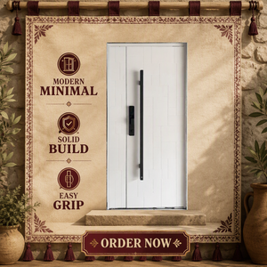 <span class=keywords><strong>Porte</strong></span> d'entrée intelligente de luxe moderne Prima, en aluminium et acier blanc, avec design géométrique en blocs, pour villa - Product Image 6