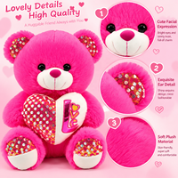 Ours en peluche personnalisé avec cœur à paillettes, animal en peluche métallique, idéal pour cadeau de Saint-Valentin, fournitures pour boutiques