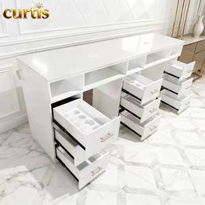 Tavolo Professionale di Lusso Personalizzato per <span class=keywords><strong>Manicure</strong></span> a 2 Posti, Scrivania Artistica Moderna con Piano in Marmo, Multifunzionale per Salone - Product Image 2