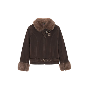 جاكيت بومبر شتوي جديد بتصميم أمريكي عتيق باللون الوردي الفاتح مع ياقة قابلة للطي محشو بالبوليستر - Product Image 1