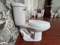 WC en céramique à chasse siphonique S-Trap, sanitaires conformes ADA, cuvette allongée à double chasse, WC deux pièces, certifié CUPC pour salle de bain