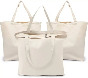 Sac en toile de coton de haute qualité avec fermeture éclair pour le shopping - Product Image 1