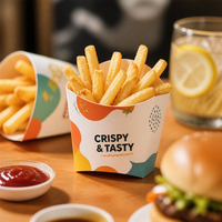 Boîte à frites carrée personnalisée empilable en papier sulfurisé imprimé UV pour snacks de cinéma, exportation, livraison à emporter