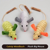 Mainan Kunyah Plush Catnip untuk Kucing & Anak Kucing - Tikus Kayu dengan Infusi Silvervine - Mainan Kunyah Penghilang Kebosanan