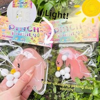 Jouet Squishy Canard Rôti Changeant de Couleur en Caoutchouc PVC Transparent à Rebond Lent et Activé par la Lumière, Jouet Anti-Stress Changeant de Couleur