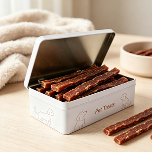 <strong>Tin</strong> Can Manufacturer Rectangular Hinged <strong>Tin</strong> Box Food Packaging Custom Printed Metal Storage <strong>Tin</strong> for Pet <strong>Treats</strong> <strong>Dog</strong> Snack Food - Product Image 1