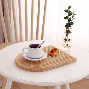 Wooden <b>Trays</b> Bamboo Ripple Design Irregular Shape Cutting Board Serving <b>Tray</b> For Coffee <b>Tea</b> Hotel Dinner Use - Product Image 4