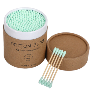 200 pièces de cotons-tiges colorés biodégradables en <span class=keywords><strong>coton</strong></span>, emballés en boîte en papier écologique - Product Image 4