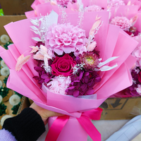 Bouquet de fleurs préservées, longue durée, 3-5 ans, fleurs réelles éternelles, boîte cadeau, cadeaux pour la fête des mères, la Saint-Valentin, la remise des diplômes, Noël