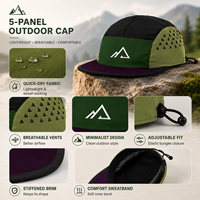 Gorra Suave de Nailon Personalizada DYMF para Camping, Gorra de 5 Paneles para Correr con Logotipo Bordado 3D, Gorra de Campamento Perforada de Poliéster Impermeable