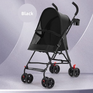Poussette légère à quatre roues pour chiens et chats, pliable et portable en tissu Oxford, transparente pour l'extérieur - Product Image 1