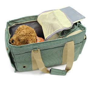 Pet Carrier Striped Red Brown Handle Breathable For <b>Small</b> Dogs Cats Travel Bag - Product Image 4