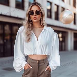 Camicie oversize Neswest formale <span class=keywords><strong>a</strong></span> <span class=keywords><strong>maniche</strong></span> lunghe top bianco manica <span class=keywords><strong>a</strong></span> <span class=keywords><strong>palloncino</strong></span> formale camicetta da donna abiti Boutique camicie da donna - Product Image 3