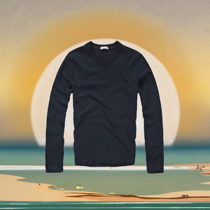 T-shirt décontracté à manches longues pour homme, logo personnalisé brodé, à carreaux, respirant, anti-humidité, séchage rapide, 200 grammes, en tissu peigné compressé - Product Image 2