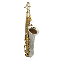 Eastern Music SA80 Style Bb Brass Tenor Saxophone with Satin Silver Plated Gold Finish Polished Rust Resistant