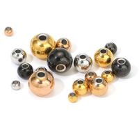 Perles d'espacement rondes en acier inoxydable plaqué or 18 carats, très vendues, pour la fabrication de colliers, bracelets et bijoux - Fournitures de bijouterie