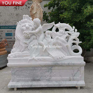 Escultura de León Durmiendo en Mármol Blanco YOUFINE, Decoración Clásica para Exteriores de Jardín o Villa - Product Image 5