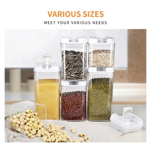 Wholesale Airtight <strong>Plastic</strong> Rectangle 7 Pieces Pack Canister Cereal Kitchen Organizer Pantry Food Storage <strong>Containers</strong> Set <strong>Lids</strong> - Product Image 3