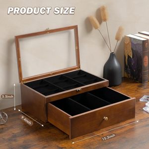Porte-cartes en bois sur mesure, boîte de rangement à deux niveaux pour cartes d'idoles et de jeux, boîte de rangement en bois massif. - Product Image 3