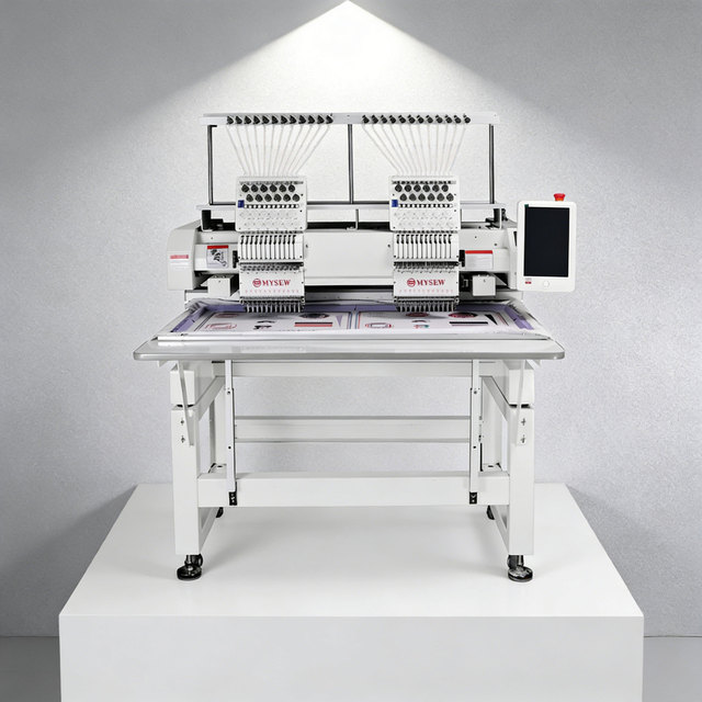 Mysew Mjs1202 Computerized 2 Head 12 Needles Hat Embroidery Machine 40x50cm Embroidery Area Multi-Language Support Automatic