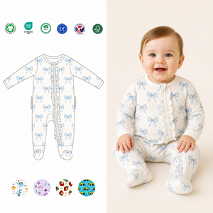 Pijama de Bambú Orgánico Hongbo con Spandex para Bebé, con Cierre de Dos Vías y Volantes, para Dormir, Unisex, de 0 a 24 <span class=keywords><strong>Meses</strong></span> - Product Image 1
