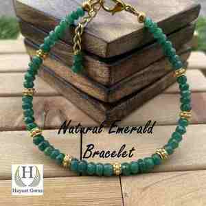 Cuentas de Esmeralda unisex, piedras preciosas facetadas chapadas en oro para pulsera clásica para aniversarios de piedra natal de mayo, pulseras con cuentas de moda - Product Image 2