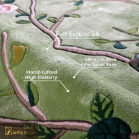 Tapis de luxe LandScopeTech 100% soie de bambou, tufté à la main, écologique, antibactérien, antidérapant, design chinoiserie antique