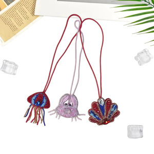 Autocollants en tissu brodés faits main avec perles, crevettes, crabes et étoiles de mer, ornements suspendus pour coques de téléphone portable, sacs et vêtements - Product Image 2