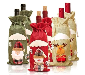 Cubierta de botella de vino de Navidad creativa con logotipo personalizado al por mayor-Material de tela Color y tamaño personalizados suministros de decoración de Navidad - Product Image 2