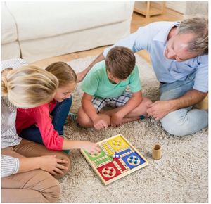 Juego de Mesa de <span class=keywords><strong>Ludo</strong></span> de Madera Personalizado de 12 Pulgadas y Serpientes y Escaleras 2 en 1 Reversible Clásico para Adultos, Tablero de Parcheesi con Dados y Fichas - Product Image 2