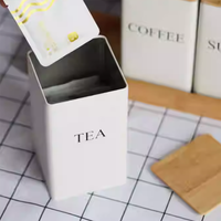 Ensemble de boîtes à café, thé, sucre et céréales en métal de style américain avec couvercle en bambou, contenants de stockage alimentaire pour produits secs, cadeau d'affaires