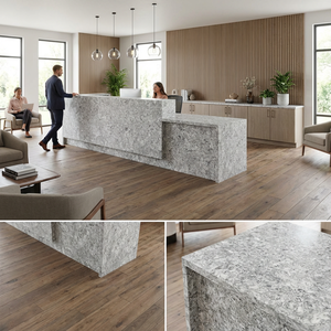 Dalles de pierre de quartz artificielle en gros, aspect marbre gris blanc, veiné, 20 mm, 30 mm, pour plan de travail de cuisine, dessus de meuble-lavabo - Product Image 5