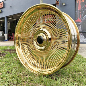 Dayton ล้อลวดเหล็กปลอมแปลง13X5.5 13X7 14x6 14x7 20มม. ออฟเซ็ต100มม. PCD สายทองคำย้อนกลับได้72ซี่โครเมี่ยม - Product Image 3