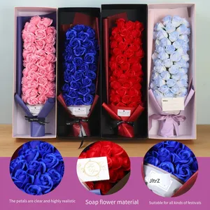 Boîte cadeau de <span class=keywords><strong>fleurs</strong></span> de savon en gros, bouquet romantique de roses en savon pour la Saint-Valentin, cadeau pour petite amie ou épouse - Product Image 1